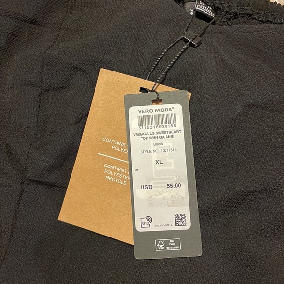 NWT VERO MODA Saga Sweetheart Neck Crop Top - Picture 6 of 6